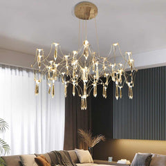 Chandelier Luxury Starry Firefly Mira Crystal LED Gold Living Room