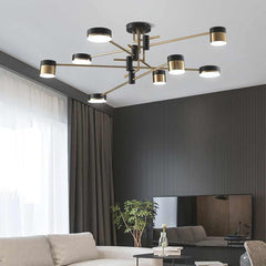 Chandelier Minimalist Black and Gold Multi Arm LED 8 Heads Living Room