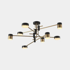 Chandelier Minimalist Black and Gold Multi Arm LED 8 Heads