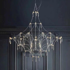 Chandelier Mira Stainless Steel Firefly Crystal Cube LED Room