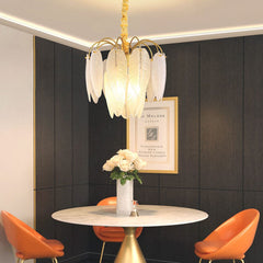 Chandelier Modern Arch Glass Feather Dining Room