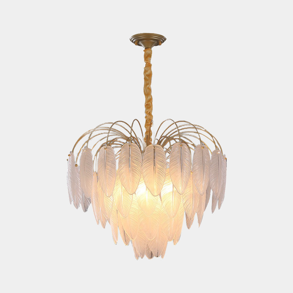 Chandelier Modern Arch Glass Feather Large