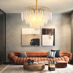 Chandelier Modern Arch Glass Feather Living Room