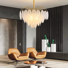 Chandelier Modern Arch Glass Feather Sitting Room