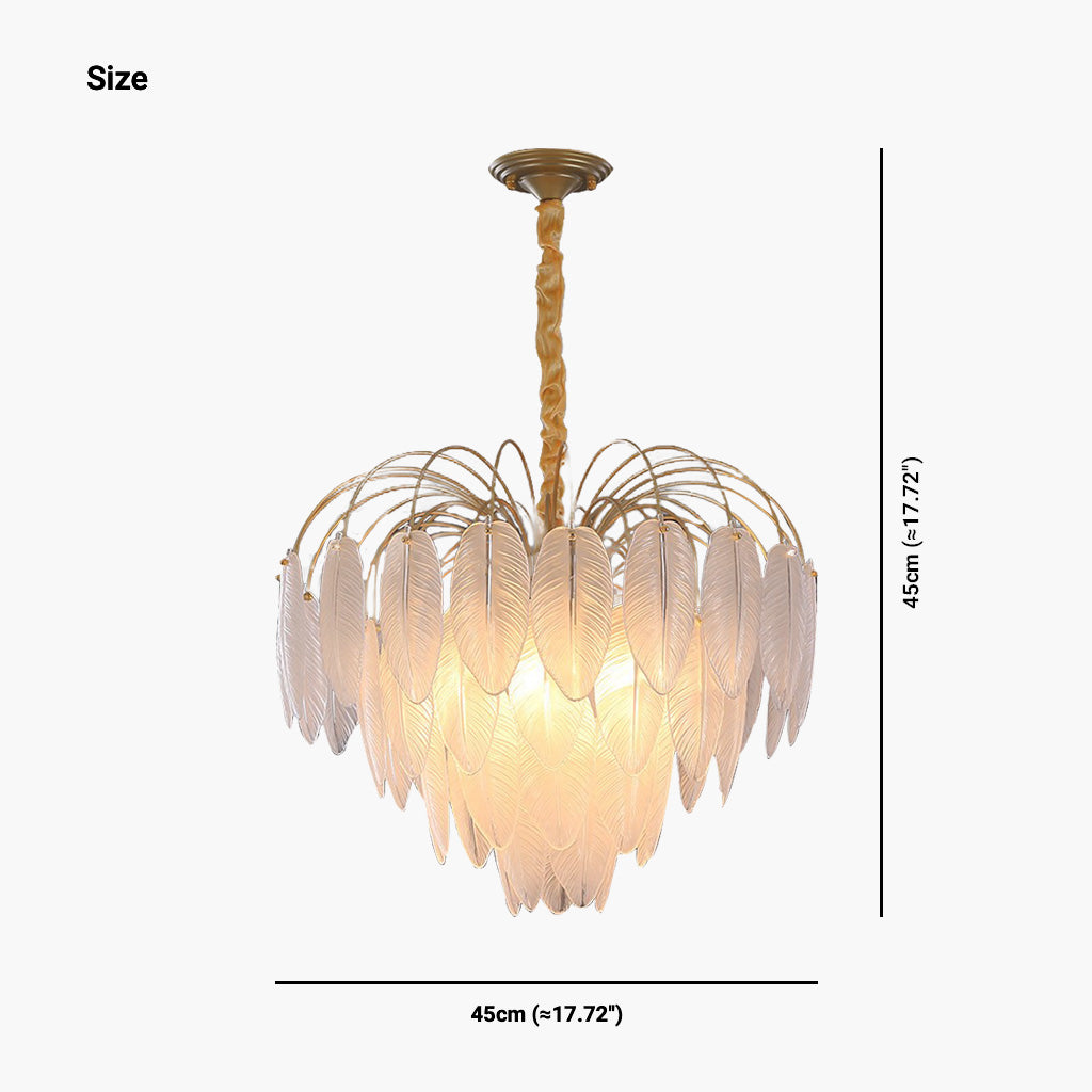 Chandelier Modern Arch Glass Feather Size