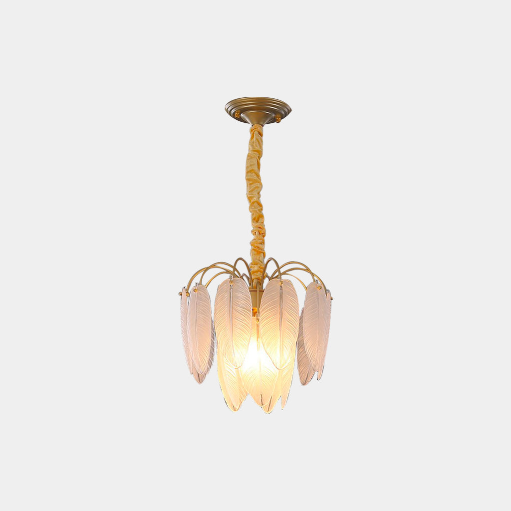 Chandelier Modern Arch Glass Feather Small