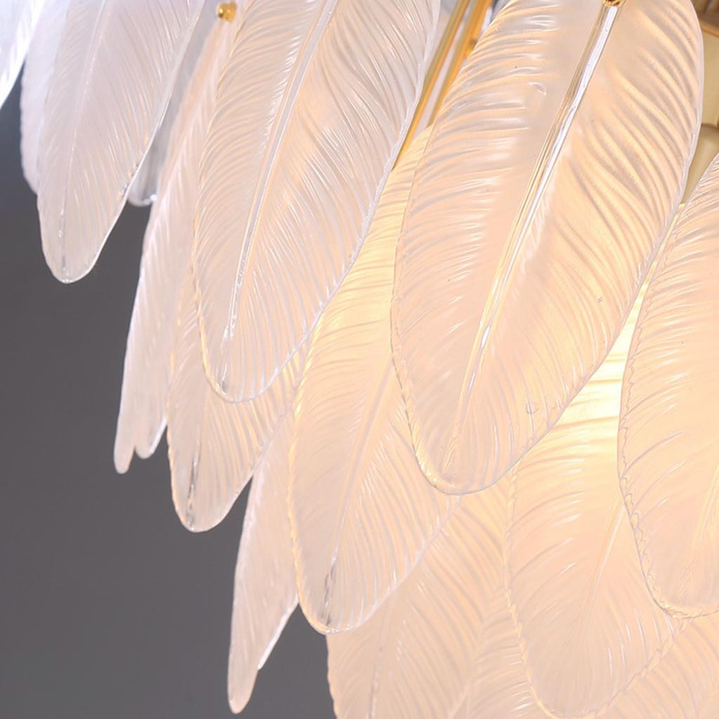 Chandelier Modern Arch Glass Feather