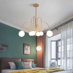 Chandelier Modern Arch Milk Glass Globe Sphere Bedroom