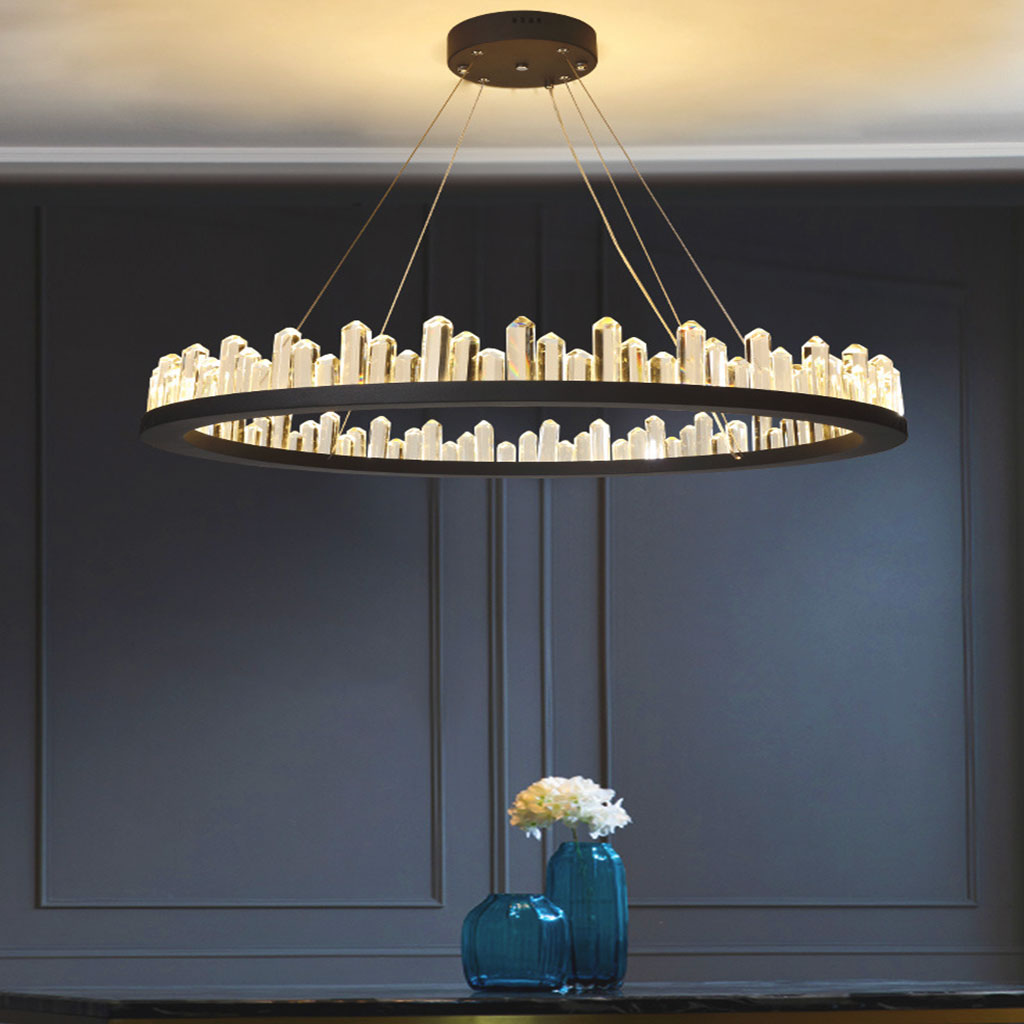 Chandelier Modern Luxury Crystal Round Corner