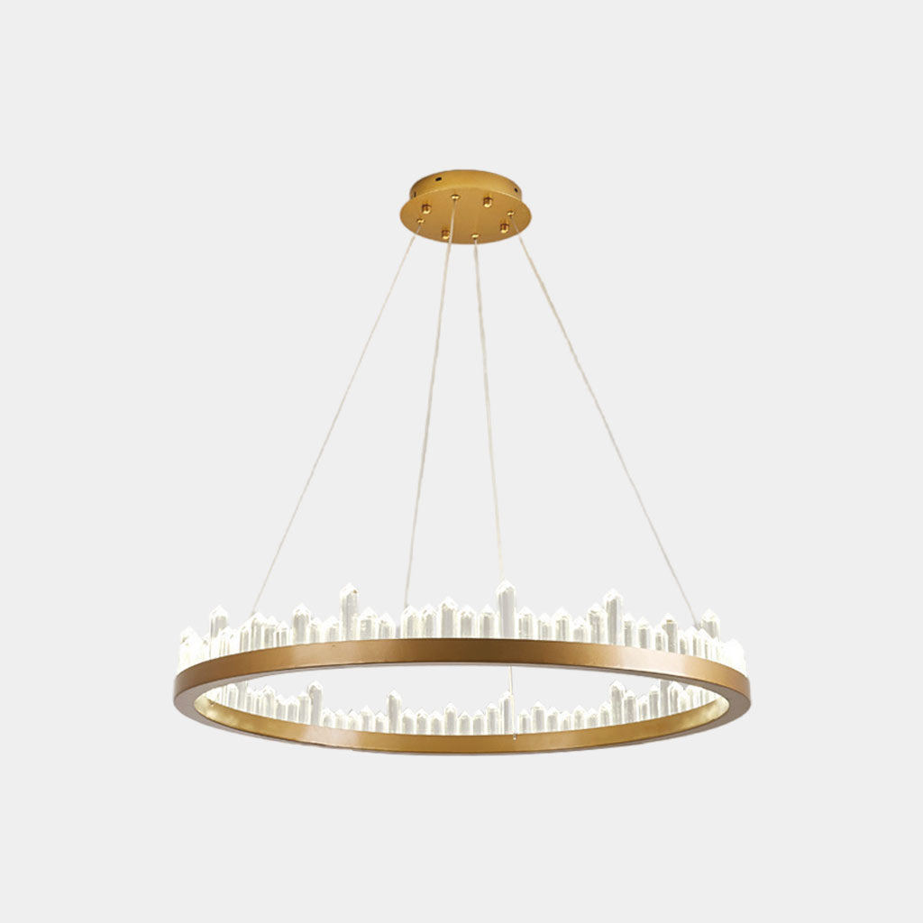 Chandelier Modern Luxury Crystal Round Gold