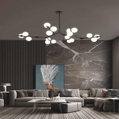 Chandelier Nordic Branch Bubble Glass Ball Black Living Room
