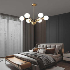 Chandelier Nordic Brass Glass Crystal Multi Globe Bedroom