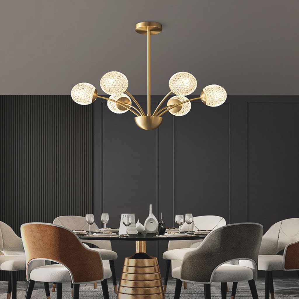 Chandelier Nordic Brass Glass Crystal Multi Globe Dining Room