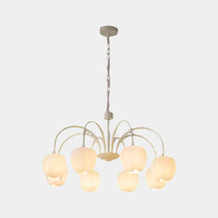 Chandelier Nordic Cream Branch Glass Tulip Flower 8 Lights