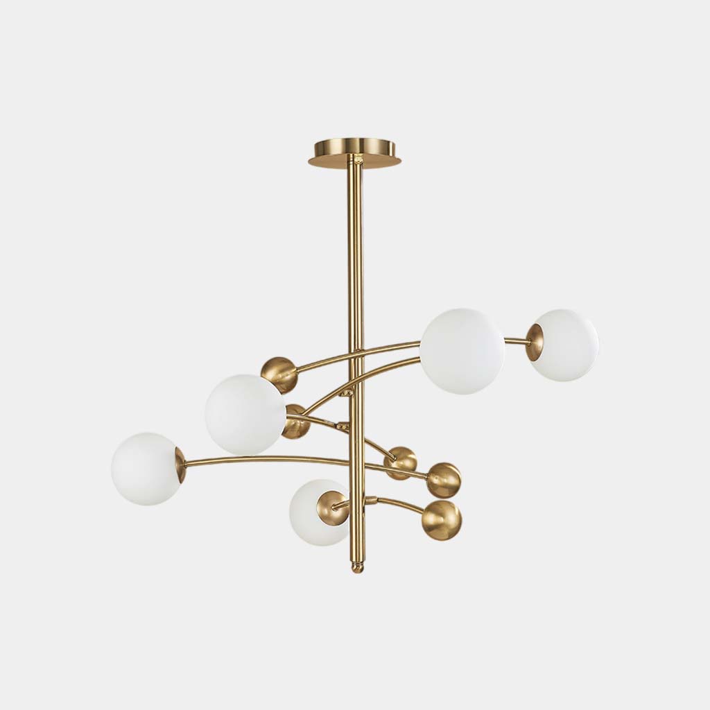 Chandelier Nordic Gold Metal White Glass Molecule Globe