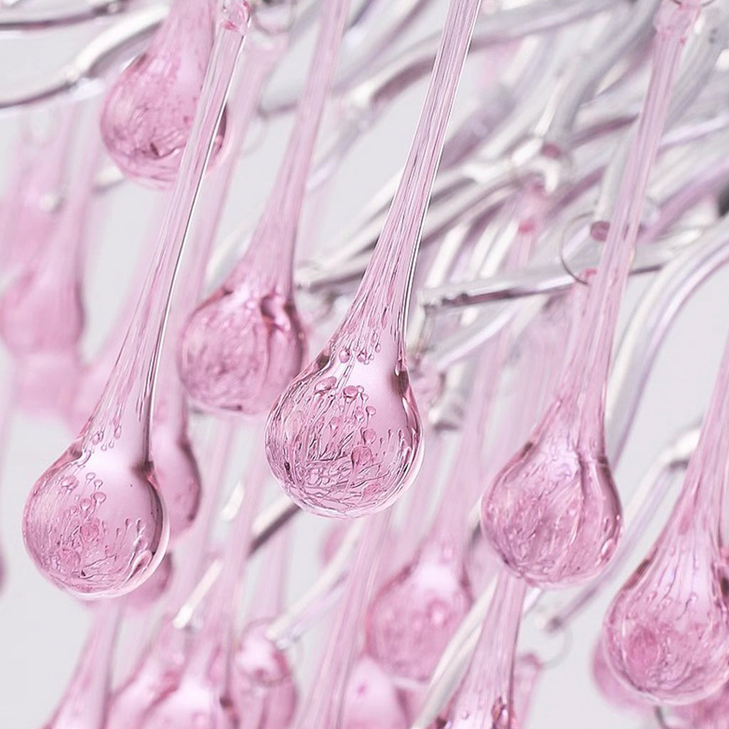 Chandelier Pink Crystal Glass Raindrop