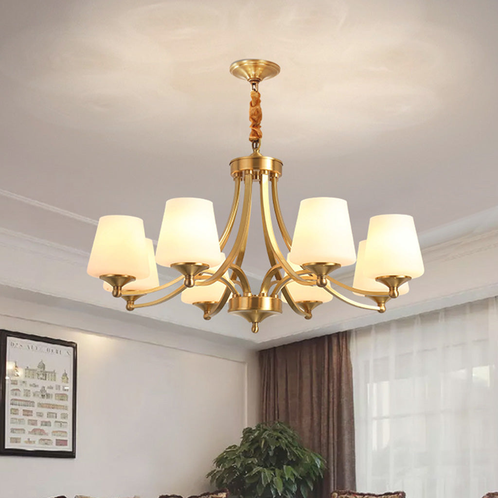 Chandelier Retro Decorative Brass Glass Cup Gold Room