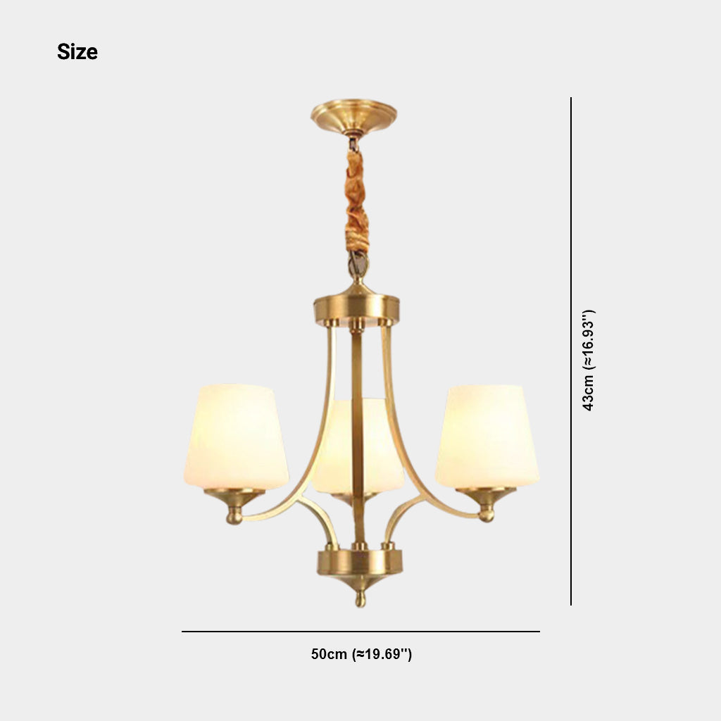 Chandelier Retro Decorative Brass Glass Cup Gold Size