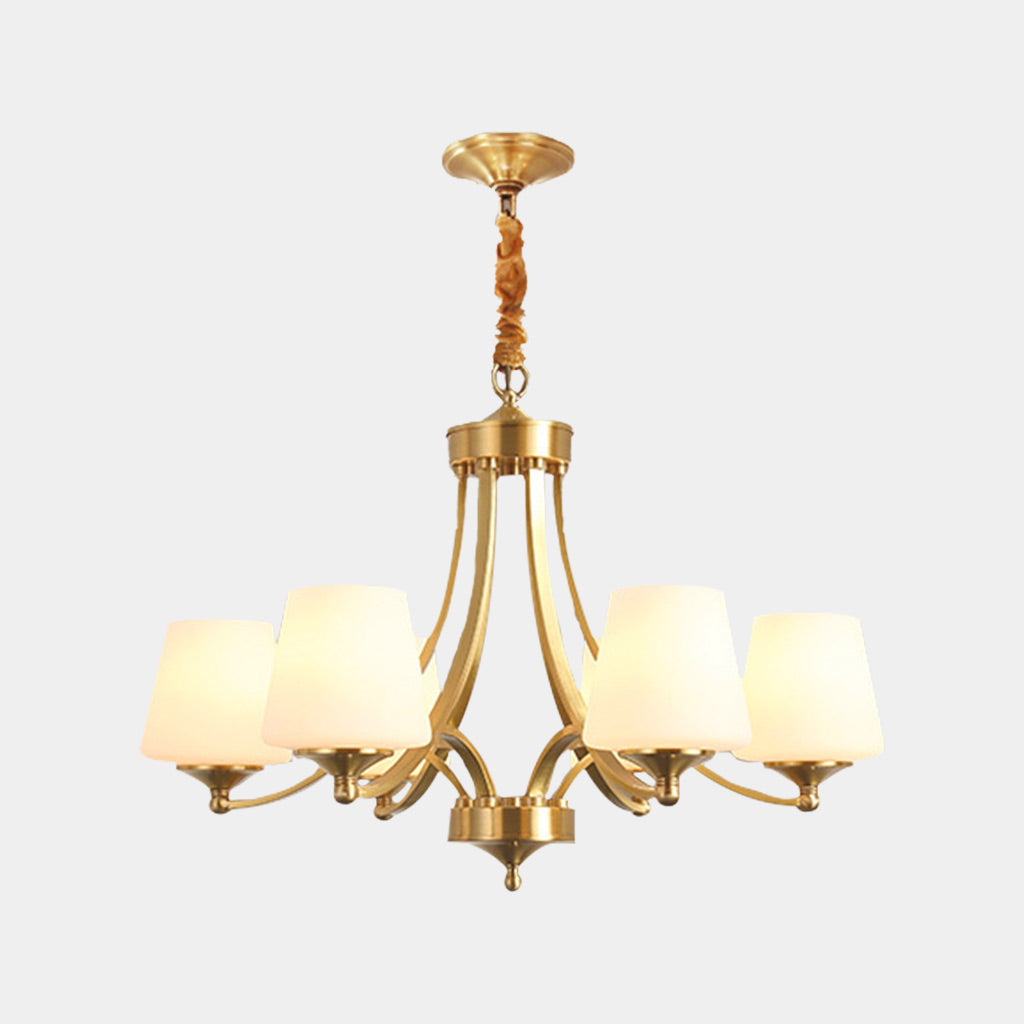 Chandelier Retro Decorative Brass Glass Cup Gold