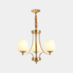 Chandelier Retro Decorative Brass Glass Cup Indoor Gold