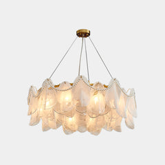 Chandelier Romantic French Frosted Glass Pearl Large