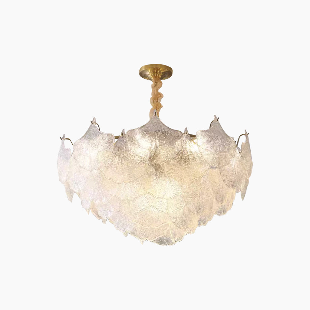 Chandelier Unique Glass Ginkgo Leaf Large