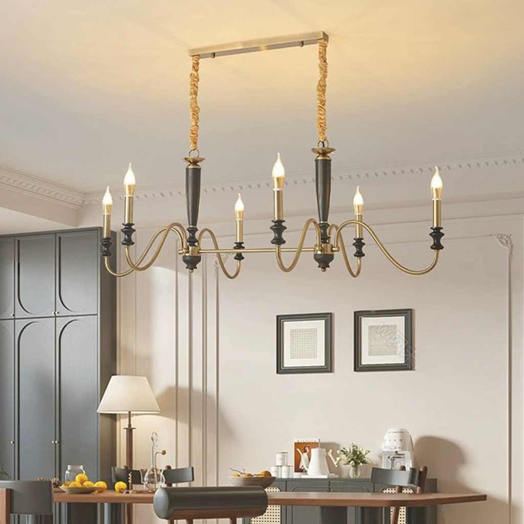 Chandelier Vintage Farmhouse Iron Wood Candle Dining Room