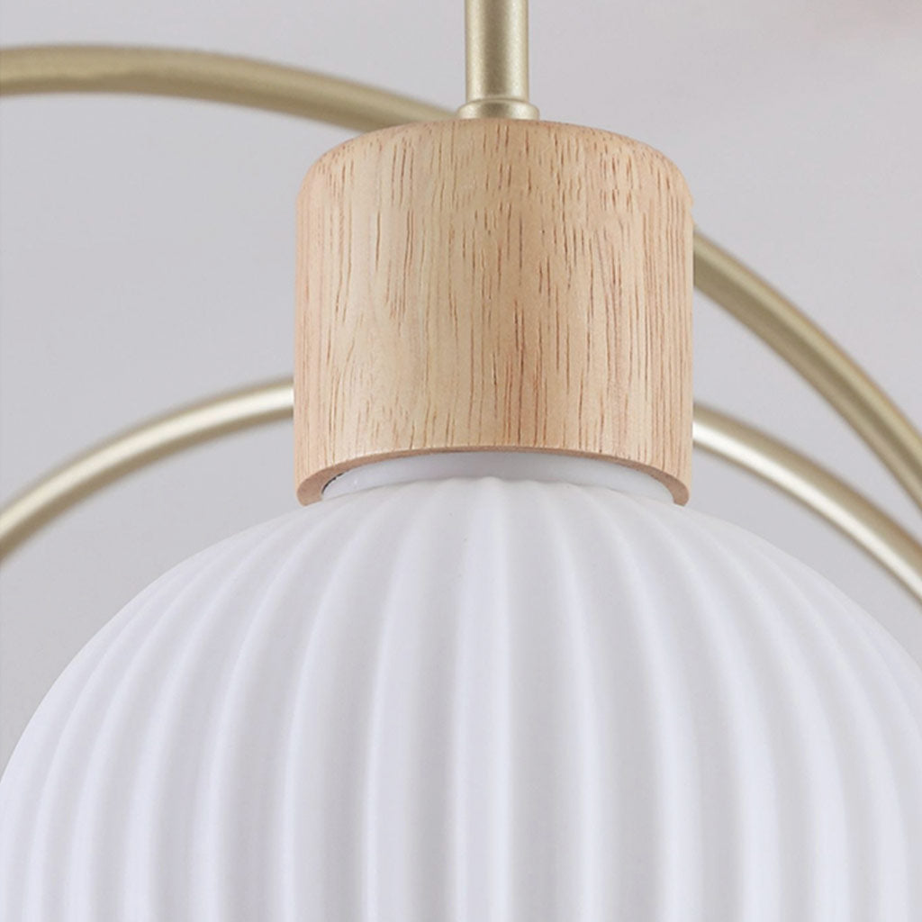 Chic Cream Wood and Glass Chandelier Detail Socket