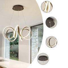 Chic LED Circular Linear Metal Hanging Chandelier Detail