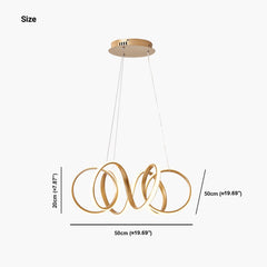 Chic LED Circular Linear Metal Hanging Chandelier Size