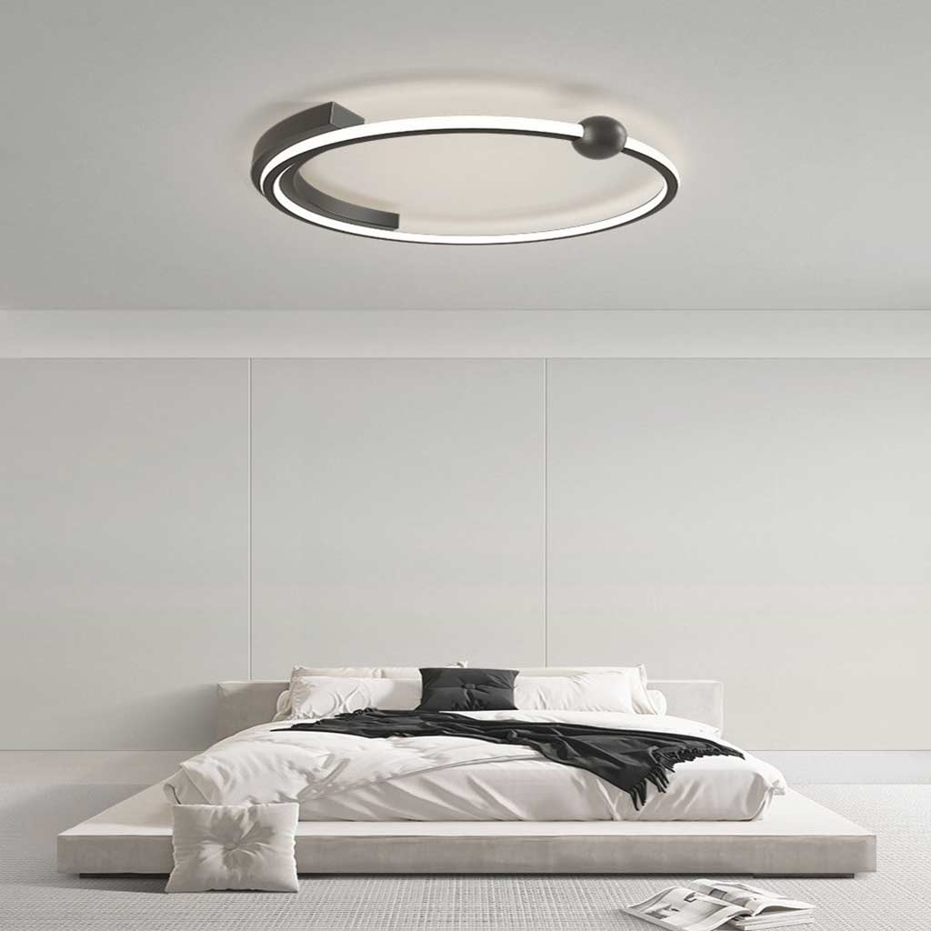 Circular Ring LED Flush Mount Ceiling Light Black Bedroom