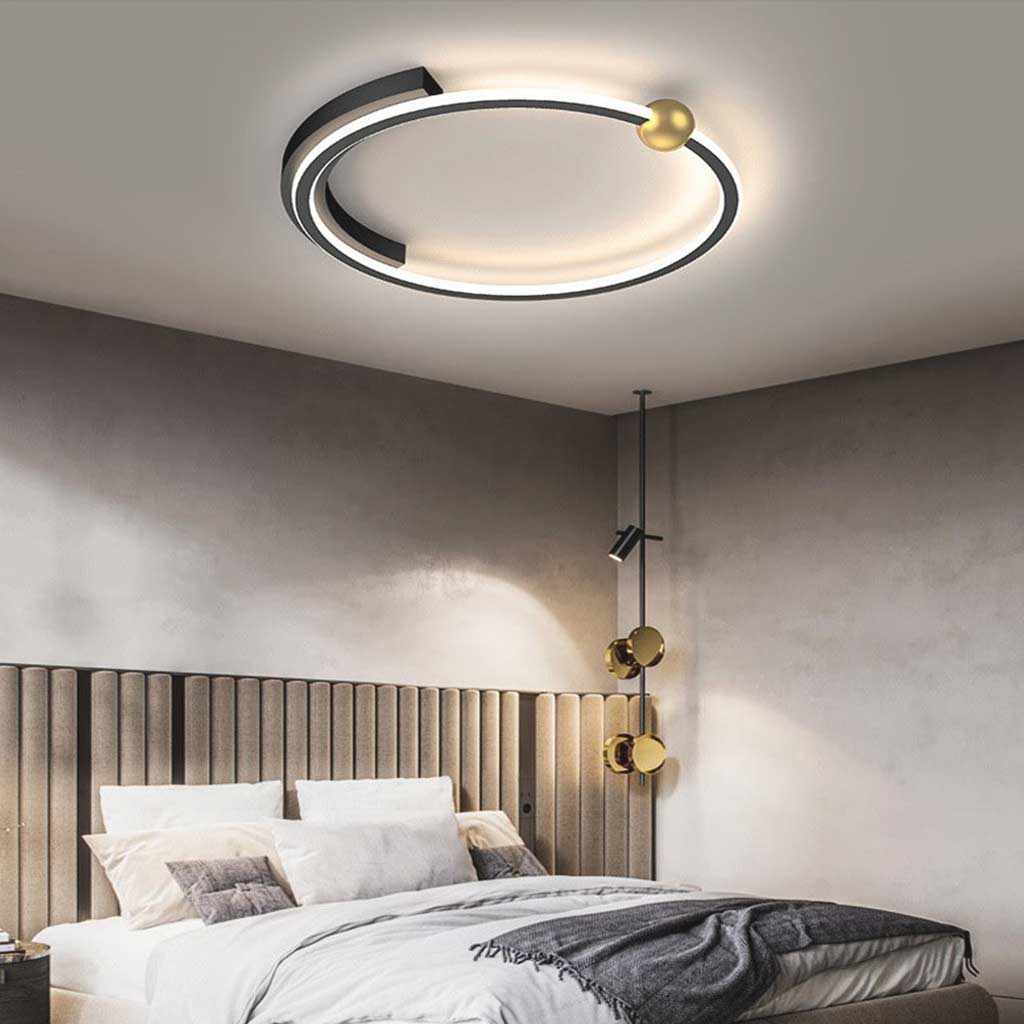 Circular Ring LED Flush Mount Ceiling Light Gold Bedroom