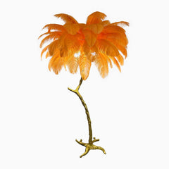 Lampadaire en plumes d'autruche décoratif en forme d'arbre, résine
