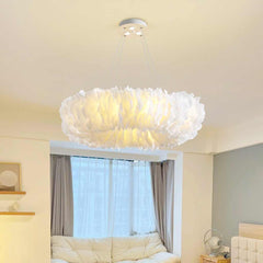 Feather Pendant Ceiling Light Fluffy Bedroom
