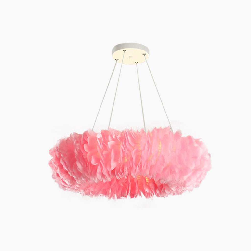 Feather Pendant Ceiling Light Fluffy Pink