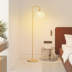 Floor Lamp Ambient Cream Rattan Arched Bedroom