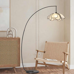 Floor Lamp Ambient Iron Arc Fishing Pole Fabric Flower Room