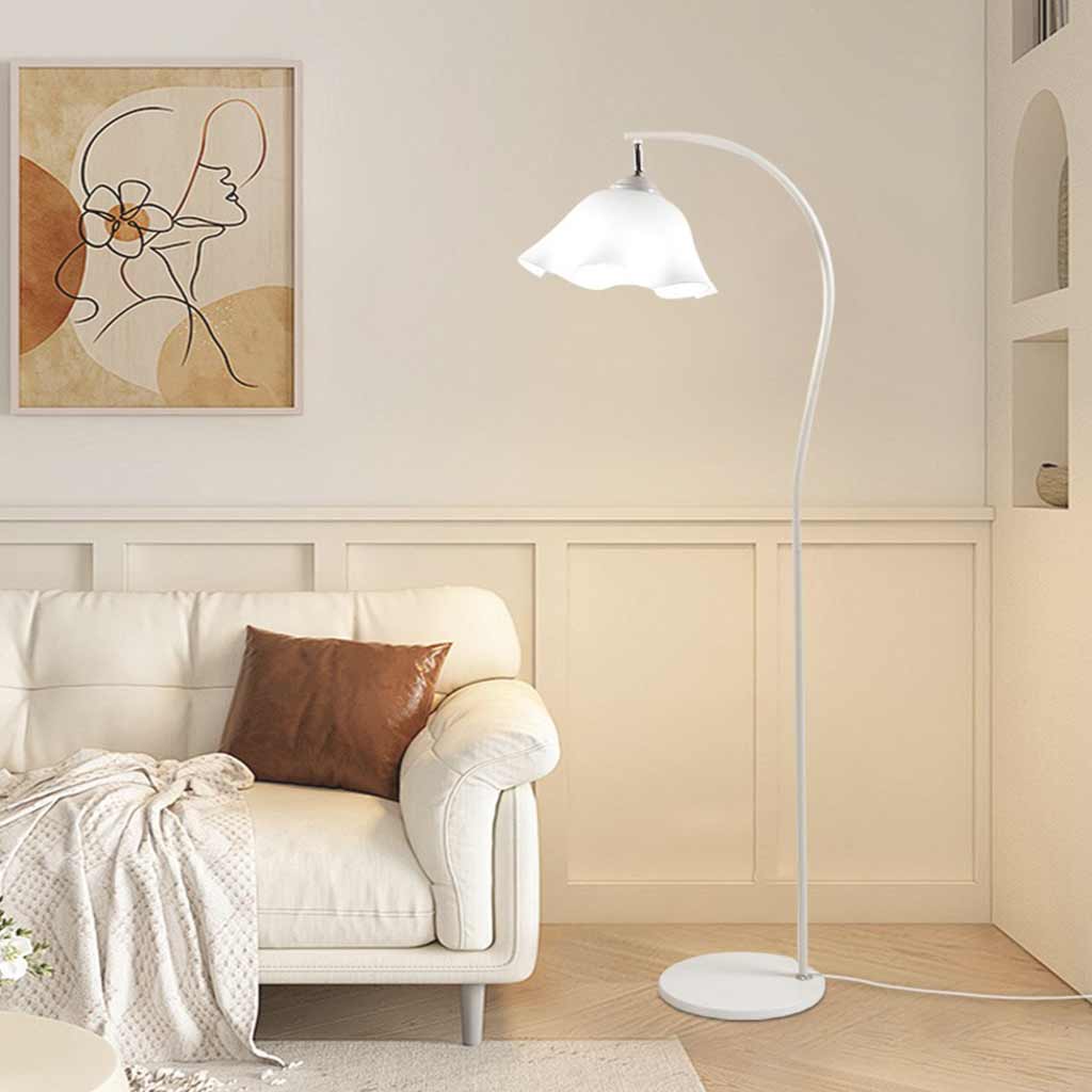 Floor Lamp Elegant Cream Flower Iron Arc White Living Room