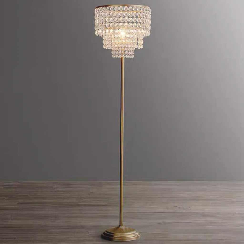 Floor Lamp French Luxury Brass Crystal Round 3 Tiered Room