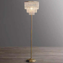 Floor Lamp French Luxury Brass Crystal Round 3 Tiered Room