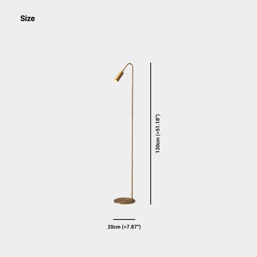 Floor Lamp Minimalist Brass LED Spotlight Size