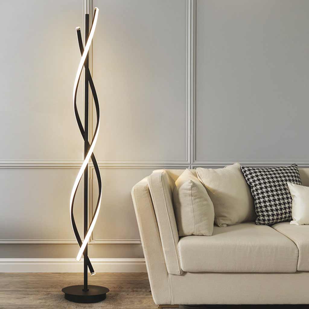 Floor Lamp Minimalist Spiral LED Black Living Room