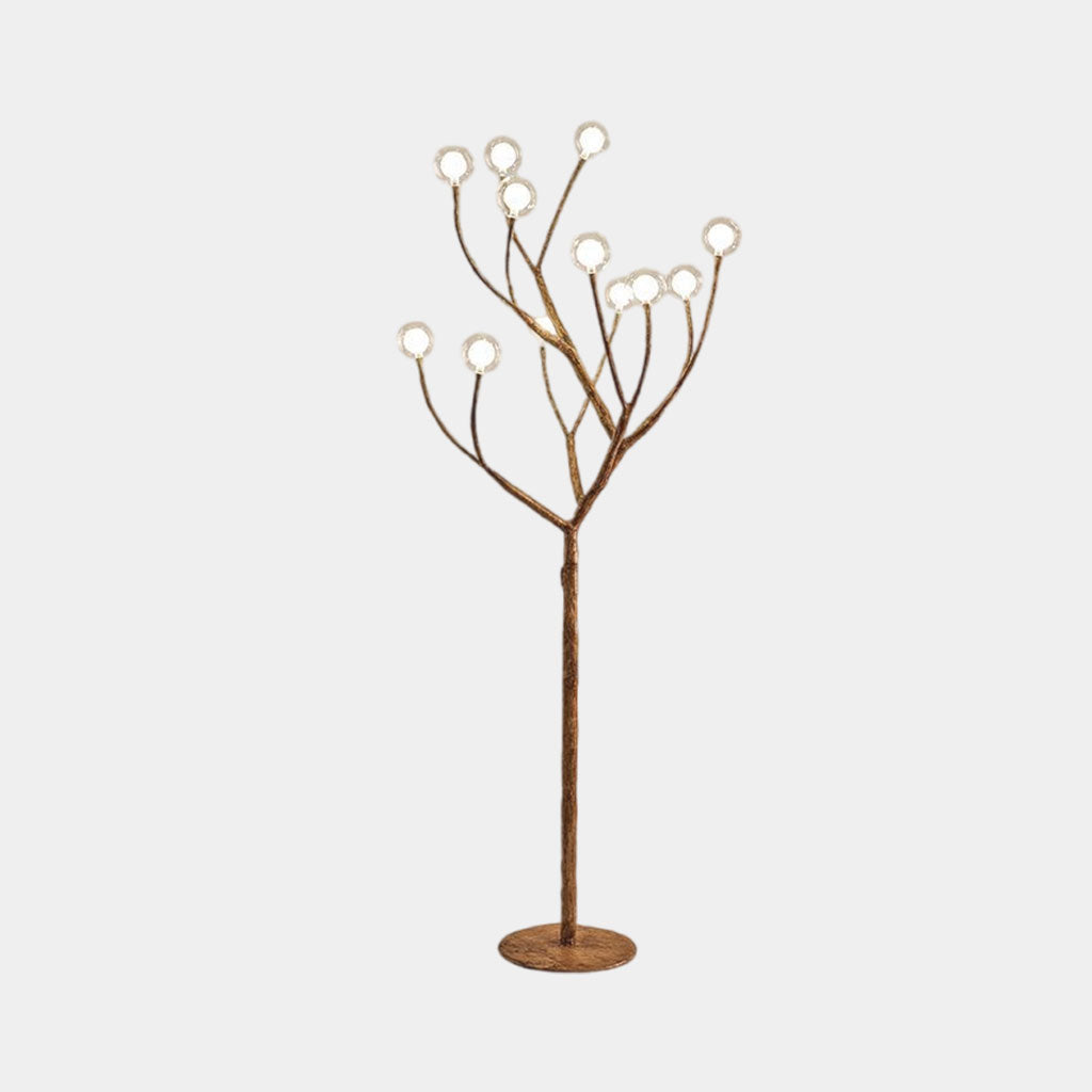 Floor Lamp Retro Natural Metal Tree Branch Multi Globe