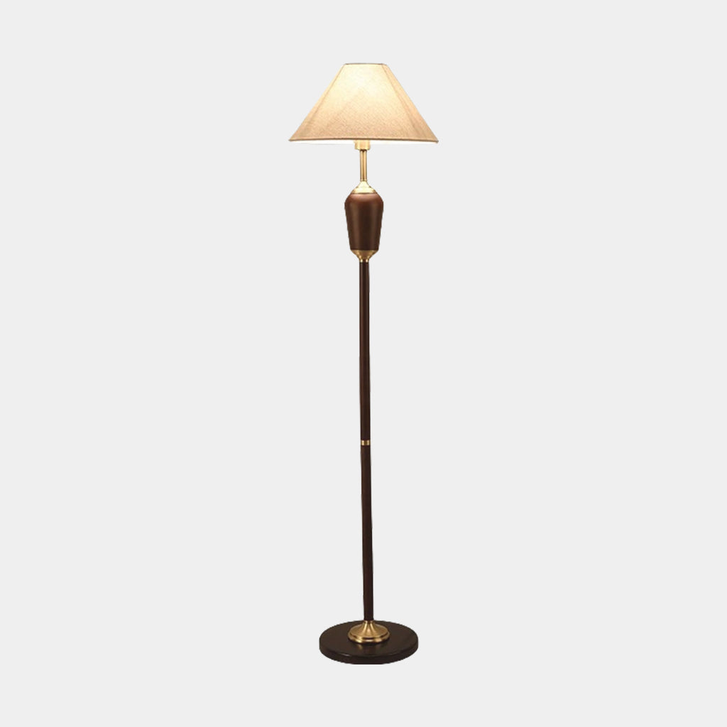 Floor Lamp Vintage Brass with Cloth Shade