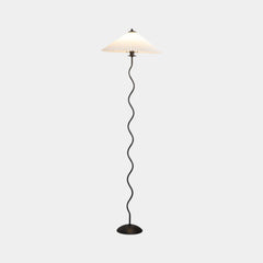 Floor Lamp Vintage Wavy with White Fabric Pleated Shade