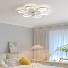 Flush Mount Ceiling Fan with LED Light Flower Bedroom