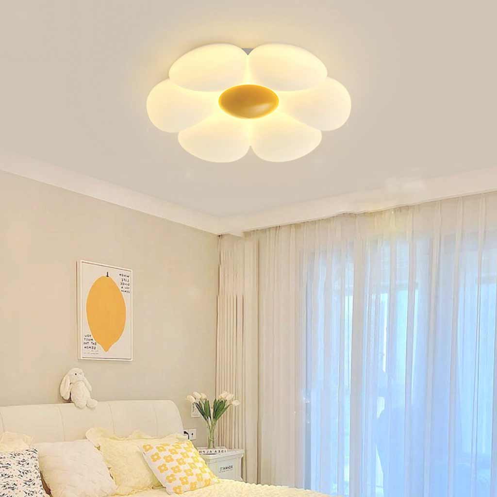 Flush Mount Ceiling Light Cream Acrylic Flower LED Room