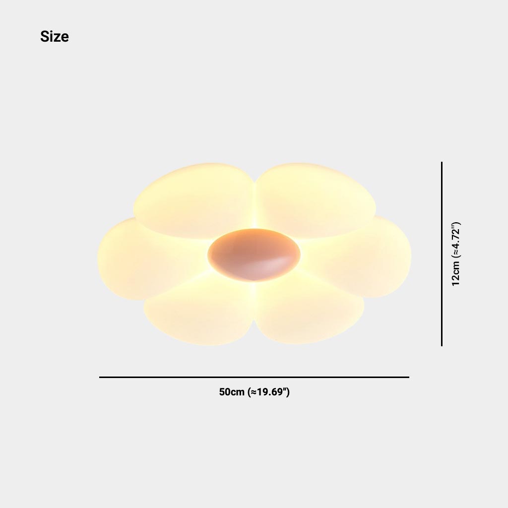 Flush Mount Ceiling Light Cream Acrylic Flower LED Size