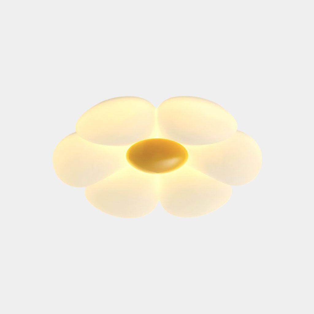 Flush Mount Ceiling Light Cream Acrylic Flower LED Yellow