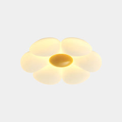 Flush Mount Ceiling Light Cream Acrylic Flower LED Yellow